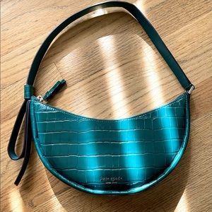 Kate Spade Smile Croc Embossed Leather Shoulder Bag-Green